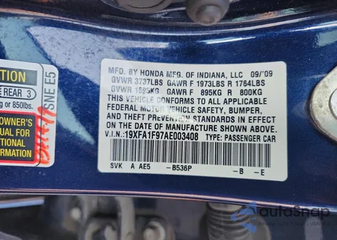 2010 Honda Civic Exl from USA, damaged, VIN 19XFA1F97AE003408